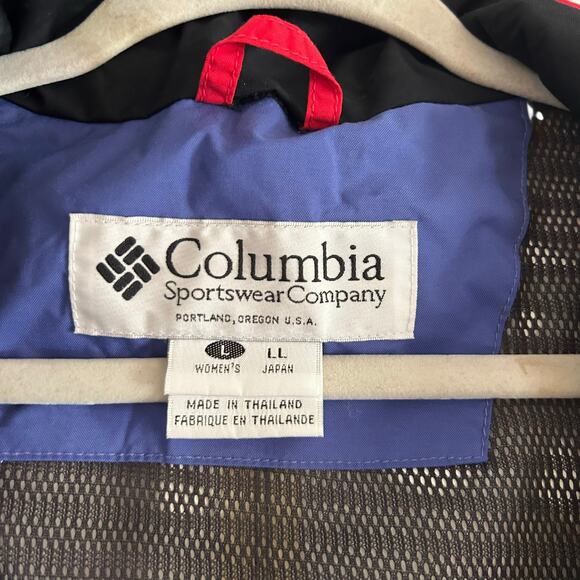 Columbia Omni-Tech Hooded Jacket Red Black Nylon Shell Women’s Large Hiking - Picture 6 of 16